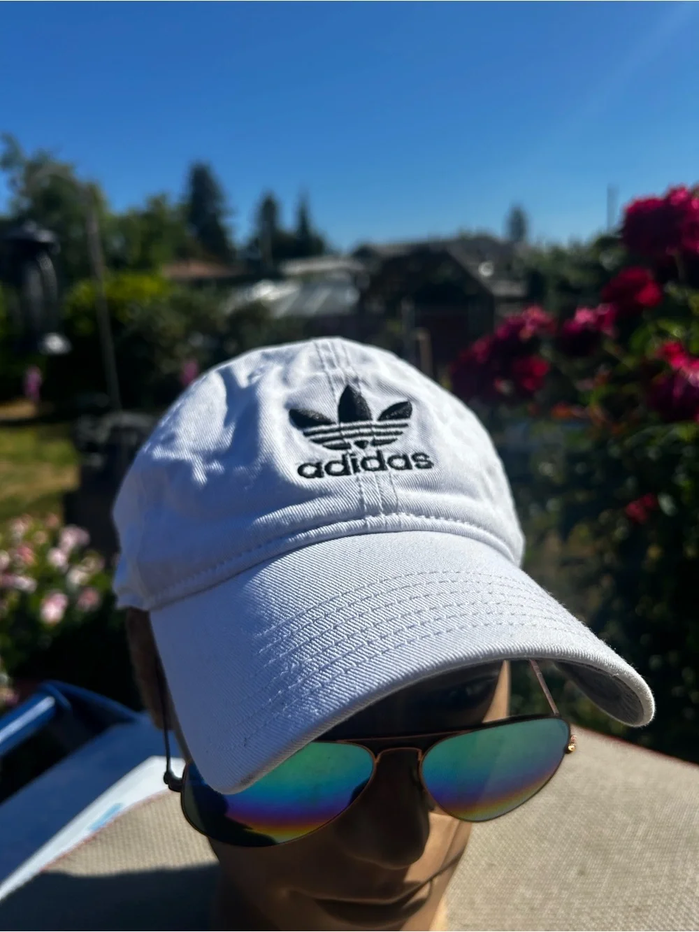 adidas Men’s White Trefoil Cap with Black Logo Size Adjustable One